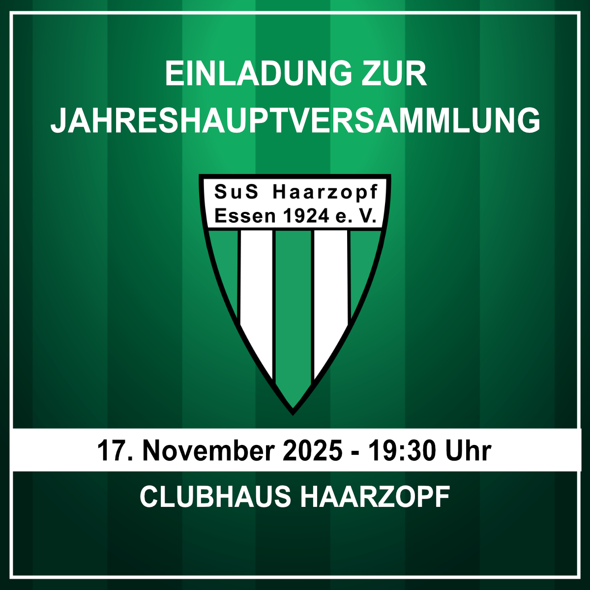 Einladung zur Jahreshauptversammlung